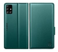 CASBST for Samsung Galaxy A51 Case, Kickstand Flip Leather Wallet Book Case with Card Slots Shockproof Magnetic Closure Protective Phone Case Cover Compatible with Samsung A51 - Green