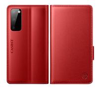 CASBST for Samsung Galaxy S20 FE Case, Kickstand Flip Leather Wallet Book Case with Card Slots Shockproof Magnetic Closure Protective Phone Case Cover Compatible with Samsung S20 FE - Red