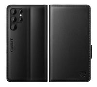 CASBST for Samsung Galaxy S22 Ultra 5G Case, Kickstand Flip Leather Wallet Book Case with Card Slots Shockproof Magnetic Closure Protective Phone Case Cover for Samsung S22 Ultra - Black