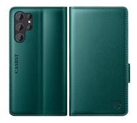 CASBST for Samsung Galaxy S23 Ultra Case, Kickstand Flip Leather Wallet Book Case with Card Slots Shockproof Magnetic Closure Protective Phone Case Cover Compatible with Samsung S23 Ultra - Green