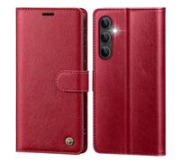 CASBST Mobile Phone Case for Samsung Galaxy S24 Case with Tempered Glass Premium Leather Protective Case Foldable with Card Slot Stand Magnetic Mobile Phone Case with RFID Flip Case Flip Case for