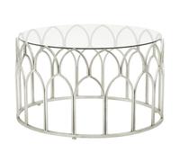 cascade clear glass top coffee table with silver leaf frame