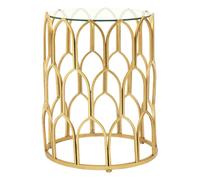 cascade clear glass top side table with gold leaf frame