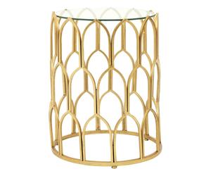 cascade clear glass top side table with gold leaf frame