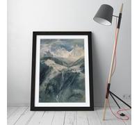 Cascade de la Folie, Chamonix. Artist John Ruskin Stunning Framed Wall Art Print Picture - A3 - Black Frame
