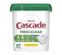 Cascade Free & Clear Dishwasher Pods Dishwasher Detergent Dish Detergent Soap Lemon Essence 47 Count