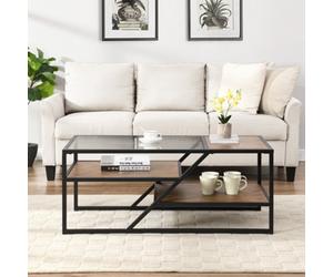 Cascade Glass Top Coffee Table With Shelves