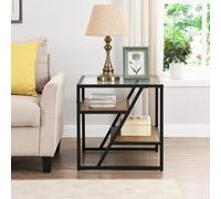 Cascade Glass Top Side Table With Shelves