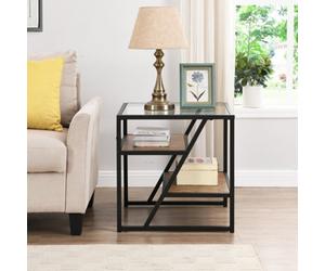 Cascade Glass Top Side Table With Shelves