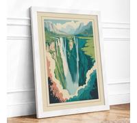 Cascade in the Valley Vintage Framed Wall Art Print A1 White