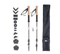 Cascade Mountain Tech Trekking Poles - 2 Piece Carbon Fiber Monopod Walking or Hiking Sticks with with Accessories Mount & Adjustable Quick Locks (Set of 2), Brown