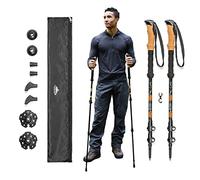 Cascade Mountain Tech Trekking Poles - Aluminum Hiking Walking Sticks with Adjustable Locks Expandable to 54" (Set of 2), Cork Grip, Orange
