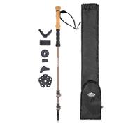 Cascade Mountain Tech Trekking Poles - Carbon Fiber Monopod Walking or Hiking Stick with Accessories Mount & Adjustable Quick Locks (Single Pole), Brown