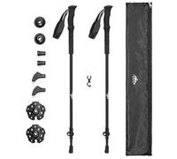 Cascade Mountain Tech Trekking Poles - Ultralight 2 Piece Carbon Fiber Walking or Hiking Sticks with Quick Adjustable Locks (Set of 2), Black