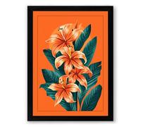 Cascade of Orange Blooms Botanical Framed Wall Art Print A2 (59.4×42cm) Black, Wall Decor for Living Room, Bedroom, Office & Home, Ready to Hang, Art Gift