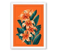 Cascade of Orange Blooms Botanical Framed Wall Art Print A4 (29.7×21cm) White, Wall Decor for Living Room, Bedroom, Office & Home, Ready to Hang, Art Gift