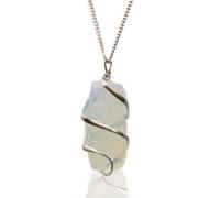 Cascade Wrapped Gemstone Necklace Rough Opalite