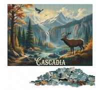 Cascadia Board Game Inspired Illustration Jigsaw Puzzle, 1000 Pieces | Puzzle for Adults: birthday gift for jigsaw fans, quiet evening activity.