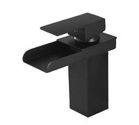 Cascading Bathroom Sink Faucet - Single Handle Black Stainless Steel Mixer Tap - Modern Waterfall Design for Stylish Washbasin Upgrade