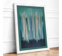 Cascading Blues Framed Wall Art Print A4 White | Ready to Hang, Premium Gi Paper, Fade-Resistant Inks, Securely Packaged, UK Made
