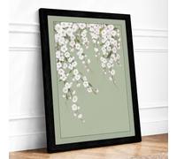 Cascading Cherry Blossom Botanical Framed Wall Art Print A3 Black Frame