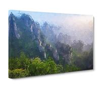 Cascading Mountains in China Canvas Print | Gallery Wrapped 30mm Frame Wall Art | 30x20 inches | Ready to Hang | Modern Landscape Picture | Living Room Bedroom Lounge Office