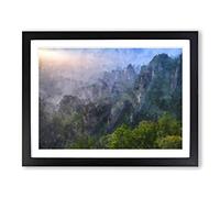 Cascading Mountains In China Painting Modern Art Framed Print | A3 Black Framed Wall Art | Ready to Hang | Modern Landscape Picture | Living Room Bedroom Lounge Office