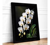 Cascading Orchid Blooms Botanical Framed Wall Art Print A3 (42×29.7cm) Black, Wall Decor for Living Room, Bedroom, Office & Home, Ready to Hang, Art Gift