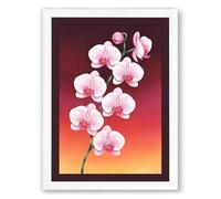 Cascading Orchids Botanical Framed Wall Art Print A1 (84.1×59.4cm) White, Wall Decor for Living Room, Bedroom, Office & Home, Ready to Hang, Art Gift