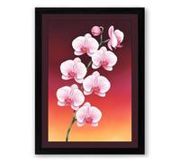 Cascading Orchids Botanical Framed Wall Art Print A2 (59.4×42cm) Black, Wall Decor for Living Room, Bedroom, Office & Home, Ready to Hang, Art Gift