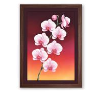 Cascading Orchids Botanical Framed Wall Art Print A3 (42×29.7cm) Walnut, Wall Decor for Living Room, Bedroom, Office & Home, Ready to Hang, Art Gift