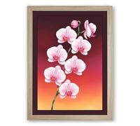 Cascading Orchids Botanical Framed Wall Art Print A4 (29.7×21cm) Oak, Wall Decor for Living Room, Bedroom, Office & Home, Ready to Hang, Art Gift