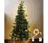 Cascading Twinkle Lights for Christmas Tree, Christmas Tree Waterfall Lights with Ring 8 Modes 100-600 Christmas LED Firefly Twinkle String Lights Battery Powered(Warm,3m 20 strips 600 lights)