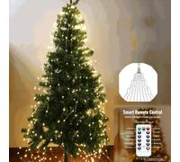 Cascading Twinkle Lights for Christmas Tree,Twinkling Trees,Waterfall Christmas Lights,Halo Twinkle Lights,Cascading Tree Twinkle Fairy Lights Warm White Silver Wire (10 Strips 1m 100 Lights)