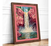 Cascading Waterfall Modern Framed Wall Art Print A1 (84.1×59.4cm) Walnut, Wall Decor for Living Room, Bedroom, Office & Home, Ready to Hang, Art Gift