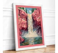 Cascading Waterfall Modern Framed Wall Art Print A2 (59.4×42cm) White, Wall Decor for Living Room, Bedroom, Office & Home, Ready to Hang, Art Gift