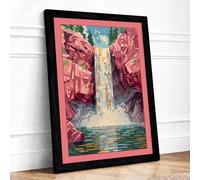 Cascading Waterfall Modern Framed Wall Art Print A4 (29.7×21cm) Black, Wall Decor for Living Room, Bedroom, Office & Home, Ready to Hang, Art Gift