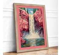 Cascading Waterfall Modern Framed Wall Art Print A4 (29.7×21cm) Oak, Wall Decor for Living Room, Bedroom, Office & Home, Ready to Hang, Art Gift