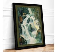 Cascading Waterfall Scandinavian Framed Wall Art Print A1 (84.1×59.4cm) Black, Wall Decor for Living Room, Bedroom, Office & Home, Ready to Hang, Art Gift