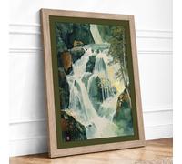 Cascading Waterfall Scandinavian Framed Wall Art Print A1 (84.1×59.4cm) Oak, Wall Decor for Living Room, Bedroom, Office & Home, Ready to Hang, Art Gift
