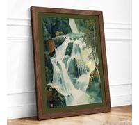 Cascading Waterfall Scandinavian Framed Wall Art Print A2 (59.4×42cm) Walnut, Wall Decor for Living Room, Bedroom, Office & Home, Ready to Hang, Art Gift