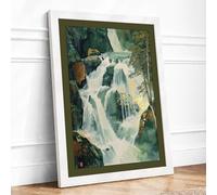 Cascading Waterfall Scandinavian Framed Wall Art Print A3 (42×29.7cm) White, Wall Decor for Living Room, Bedroom, Office & Home, Ready to Hang, Art Gift