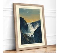 Cascading Waterfall Vintage Framed Wall Art Print A2 (59.4×42cm) Oak, Wall Decor for Living Room, Bedroom, Office & Home, Ready to Hang, Art Gift