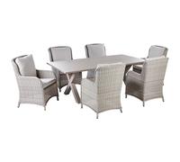 Beliani Garden Dining Set 6 Seater Cascais Beige Pe Rattan With Cushions