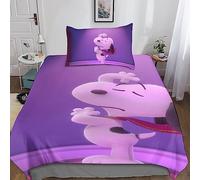 CasCam Snoopy Bedding Duvet Cover Set Single Size Falling Bed Set 3D Print Lovely Dog Comforter Cover Bedspread Cover Quilt Cover Microfiber 2 Pieces Set for All People Single（135x200cm）