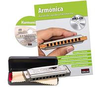 CASCHA Beginner's Harmonica Set with Spanish School - Learn to Play Blues Harmonica - Includes Case, Care Cloth and Instruction Book - C Major Harmonica - Silver