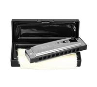 Cascha Blues Harmonica C-Major beginners and advanced - High-quality 10-hole diatonic harmonica excellent sound - With high-quality brass reeds - practical case and cleaning cloth