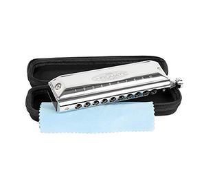CASCHA Harmonica Chromatic 10-40 I Chromatic Harmonica - 10 Holes with 40 Tones I Robust Stainless Steel Housing - Perfect for Beginners & Professionals I Blues Harp Set Including Soft Case & Cleaning