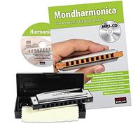 Cascha harmonica learner's set for beginners - Dutch textbook - 10-hole diatonic harmonica in C-tuning - incl. MP3-CD learning book hard-case cleaning cloth - blues harp school Dutch