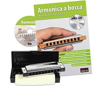 Cascha harmonica learner's set for beginners - Italian textbook - 10-hole diatonic harmonica in C-tuning - incl. MP3-CD learning book hard-case cleaning cloth - blues harp school Italian